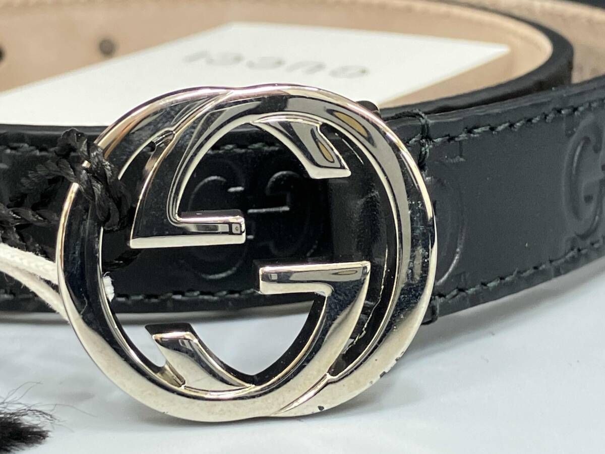 ★正規品　美品★GUCCI レザーベルト　Gマーク GUCCI グッチ ベルト 258395 インターロッキングG シグネチャー