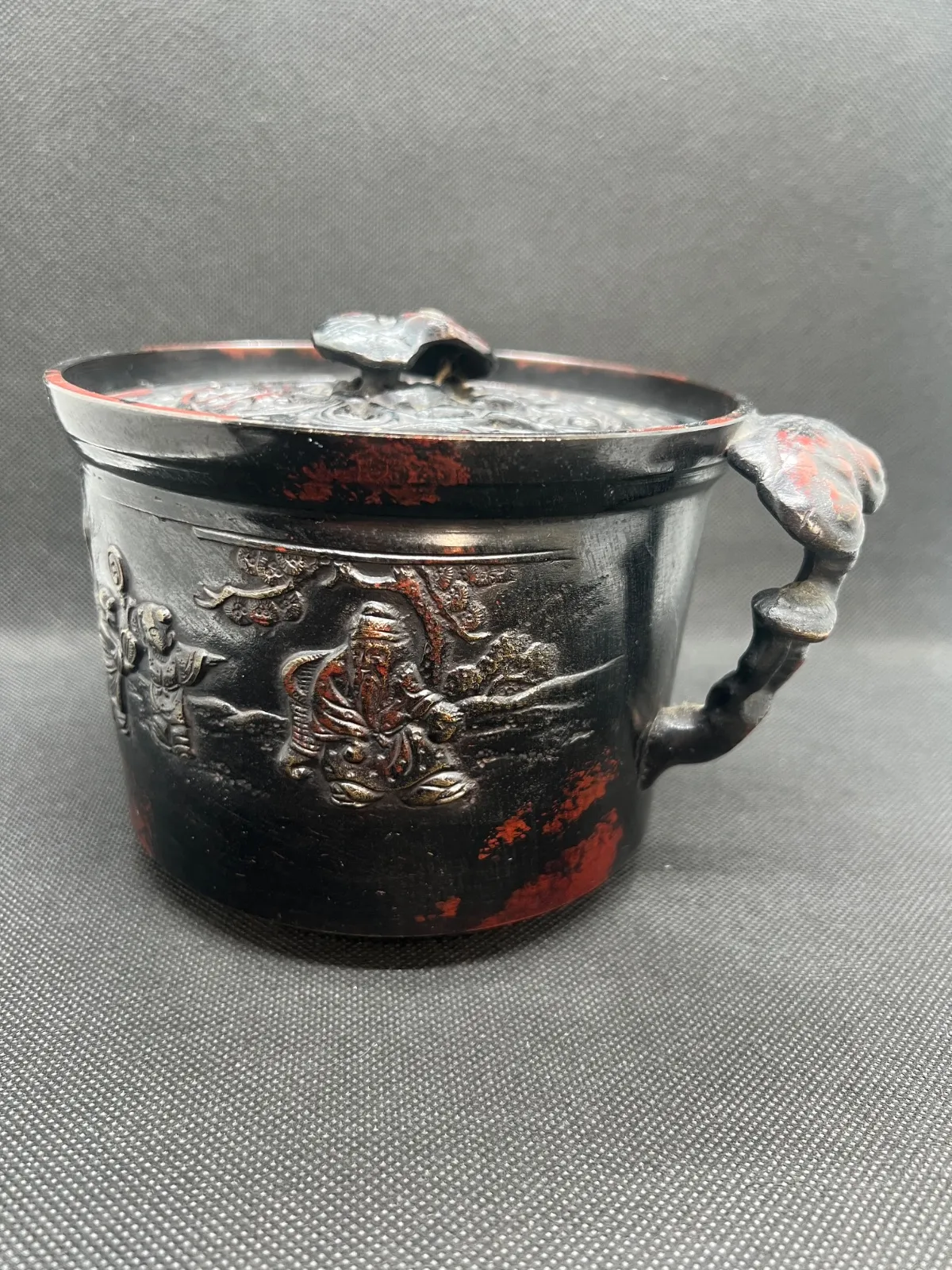 本間琢斎造 斑紫銅霊芝耳摘漢詩唐子遊戯図建水 佐渡銅器 茶道具茶こぼし　C460 Yahoo!オークション -「建水 斑紫銅」の落札相場・落札価格