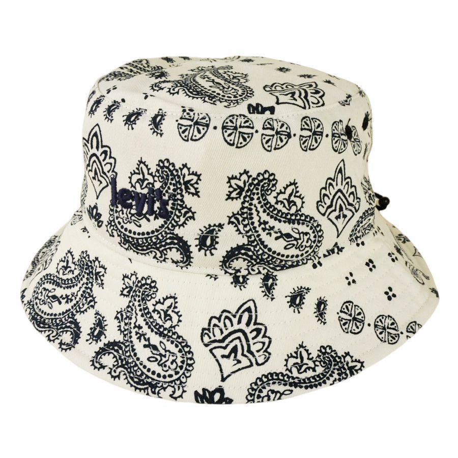 男女兼用 ハット リーバイス LEVI'S 【クリックポスト発送】 BANDANA BUCKET HAT バンダナ バケットハット ホワイト 白 ペイズリー バケハ メンズ レディース 帽子 刺繍 ロゴ Y2K 90s コットンツイル