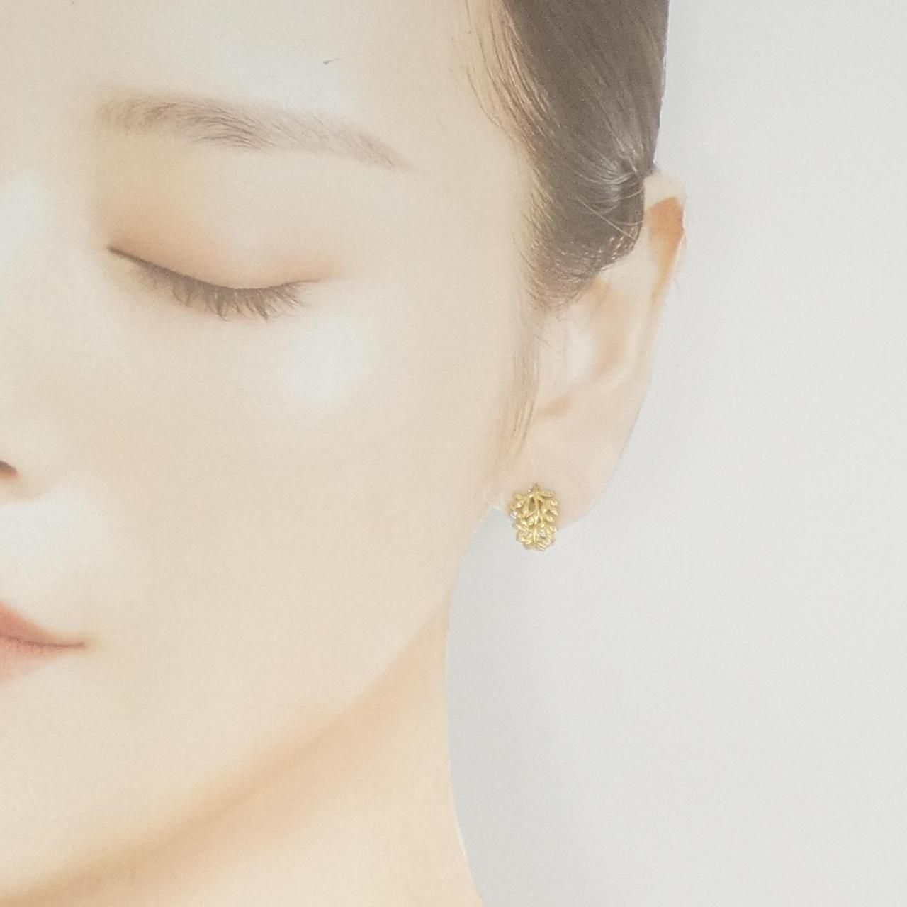 K18YG リーフ ダイヤモンド ピアス 0.04CT FORTGASGNV_COM_BR