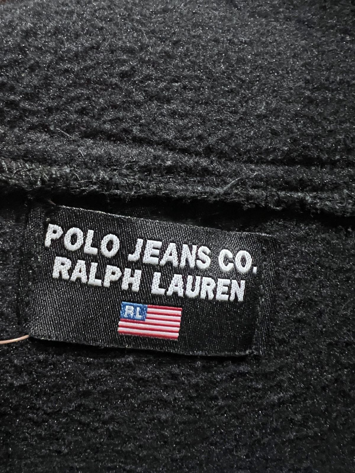 90'S POLO JEANS CO. 米国製 ハーフジップ フリース ジャケット 黒 L ポロジーンズ USA製 ラルフローレン