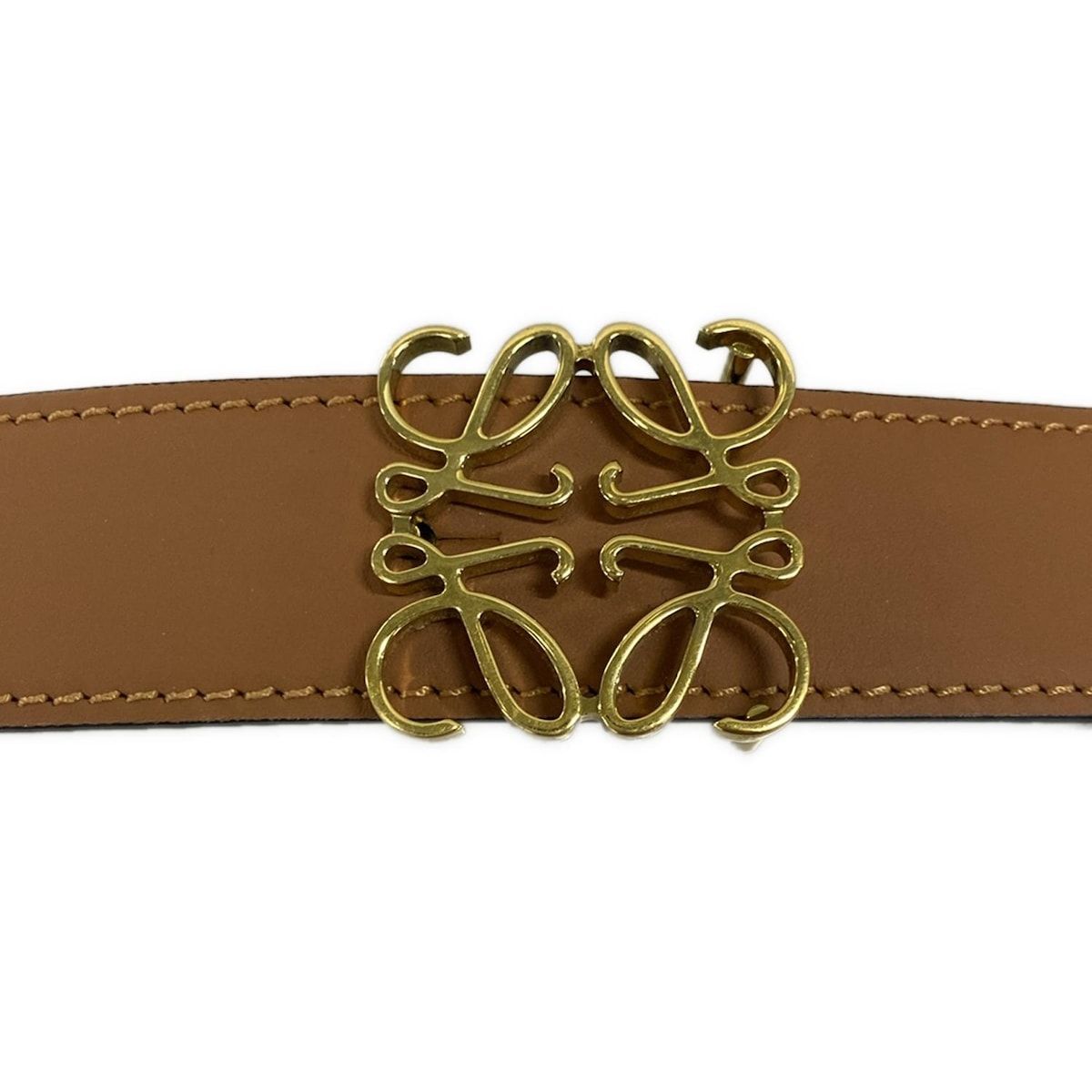 LOEWE ロエベ ベルト メンズ ロゴ ゴールド金具 ダークブラウン