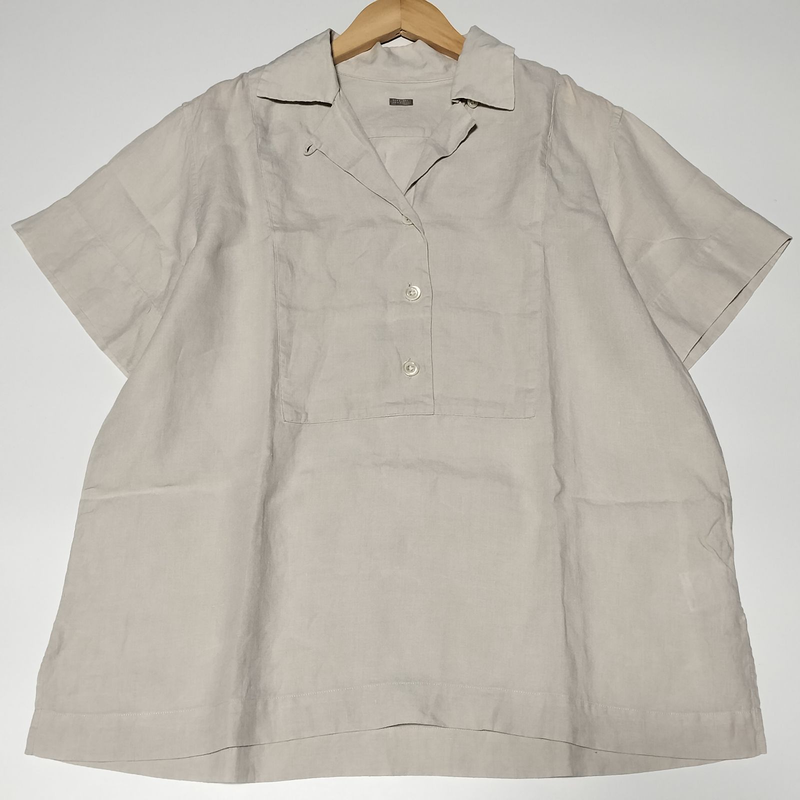 【リネン100%】MARGARET HOWELL リネンシャツプルオーバー半袖 美品】MARGARET HOWELL マーガレットハウエル リネン100 プル