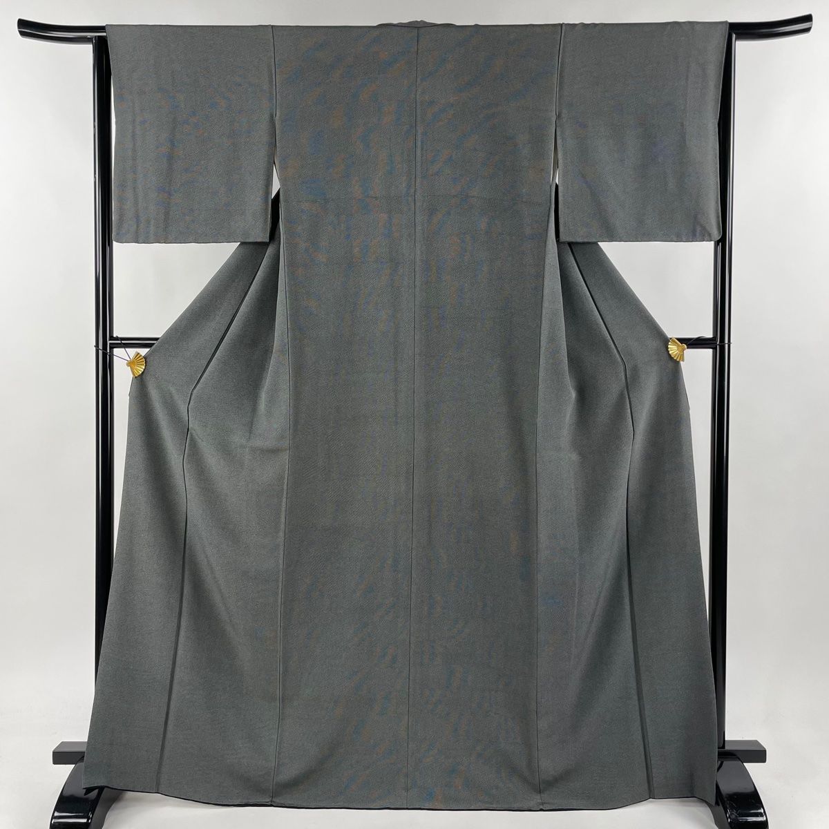 江戸小紋 身丈166.5cm 裄丈63.5cm S 袷 落款 市松 行儀 黒灰 正絹 名品