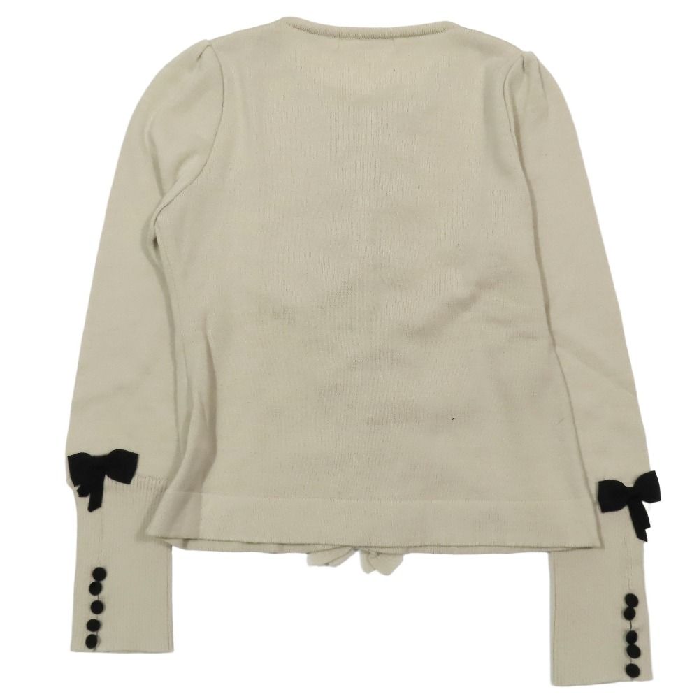 新品同様 11AW Rene ルネ カーディガン ウール ニット ラウンドネック リボンモチーフ フリル セーター 36 ベージュ レディース 古着 中古 新品同様 11AW Rene ルネ カーディガン ウール ニット ラウンド