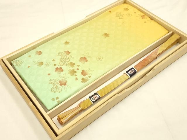 平和屋着物●和装小物 帯締め 帯揚げセット 高麗組 綾出し 舞花文 青海波 暈し染め 金糸 金彩 正絹 ♥ AAAY7109ay