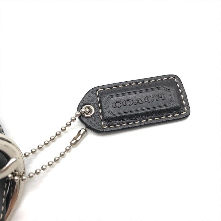 良品 COACH コーチ レザー ステッチ ハンド バッグ ブラック