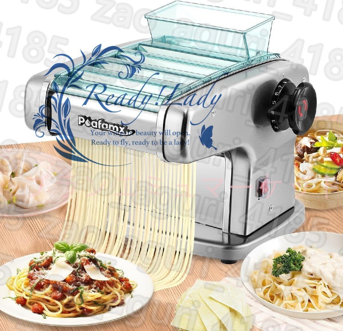 Poafamx 電動パスタマシン 製麺機 自動パスタメーカー 2mmカッター 9