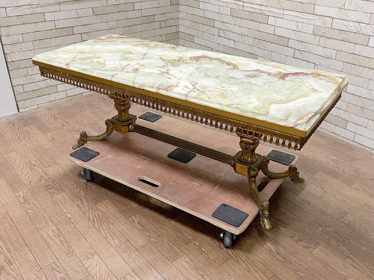 天板大理石 ロココ調センターテーブル