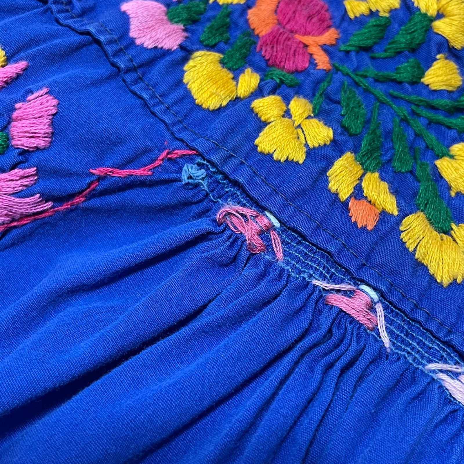 ヴィンテージ　メキシカンワンピース　刺繍 メキシカン ワンピース 花 刺繍 手刺繍 ヴィンテージ エスニック
