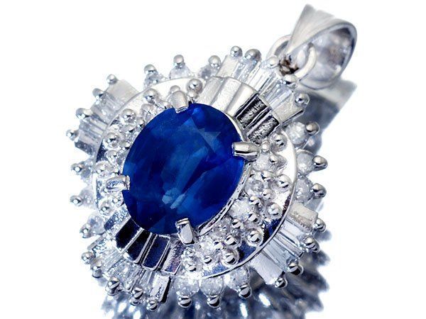 ジュエリー 良質ブルー 良質天然ブルーサファイア1.18ct＆ダイヤ0.30ct Pt900ペンダントヘッド h7933vu