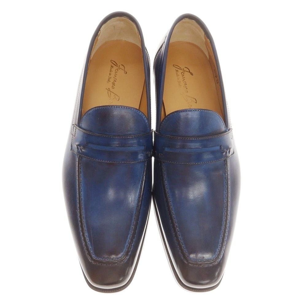 ♥ フランチェスコ ベニーニョ FRANCESCO BENIGNO コインローファー ダークブルー サイズ6 メンズ
