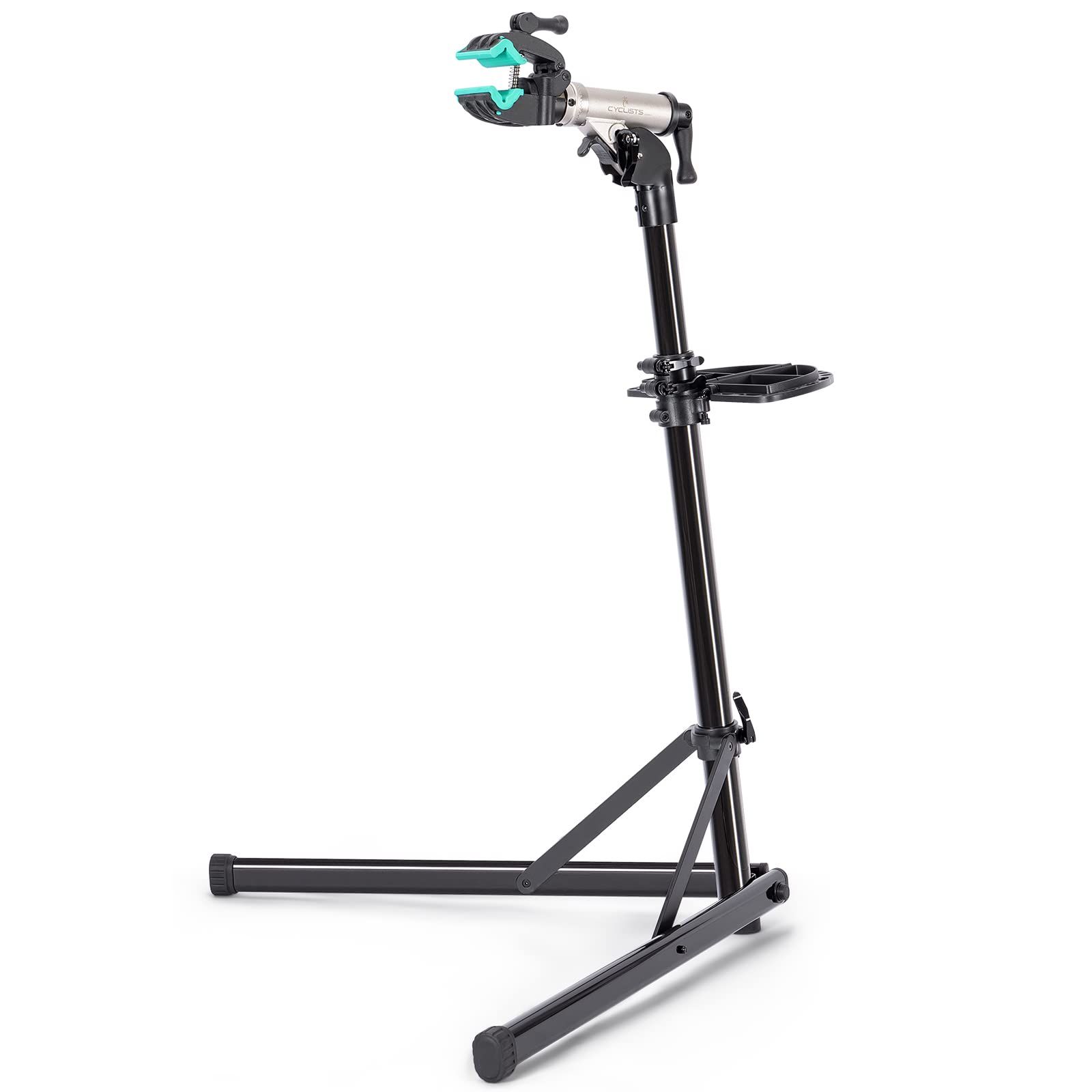 高さ 角度調整 耐荷重50kg E-バイク対応 ワークスタンド メンテナンススタンド 軽量 アルミ製 電動アシスト自転車 折りたたみ式 収納性 持運びに便利 CYCLISTS 工具トレー付き CT-RS07A-MG