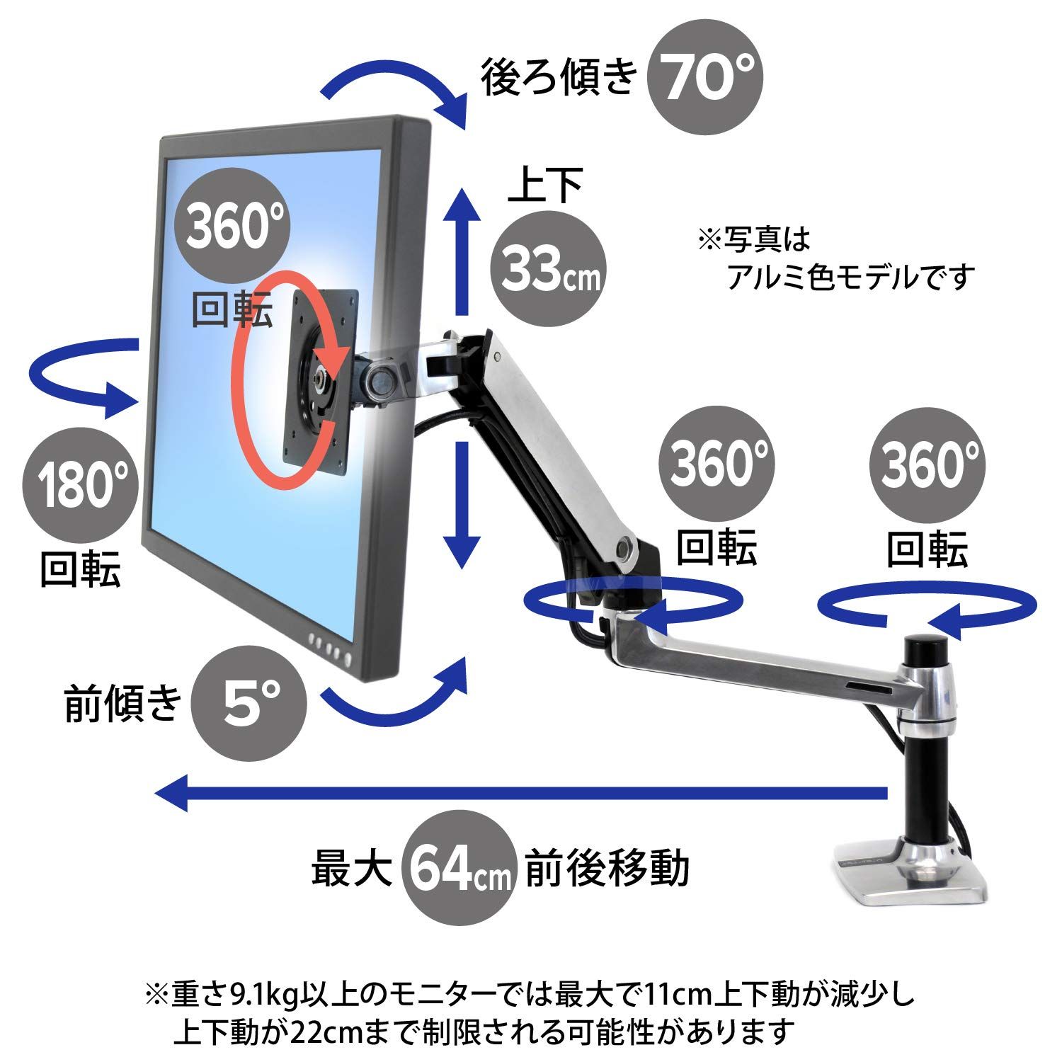 ERGOTRON エルゴトロン LX デスク モニターアーム マット