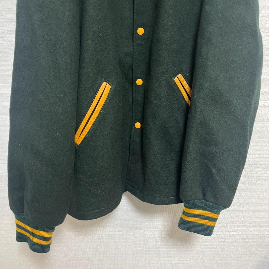 ウール スタジャン メンズ L ヴィンテージ ジャケット 緑