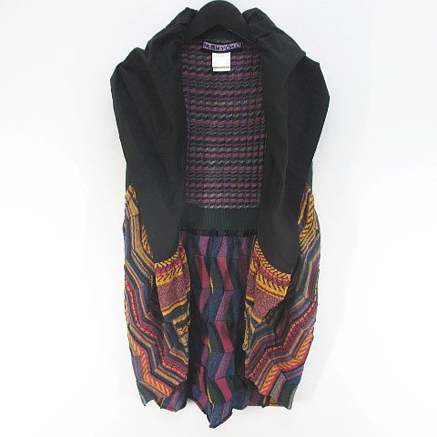 エムアンドキョウコ M.-KYOKO ニット ベスト ジレ F マルチカラー 総柄 切替 日本製