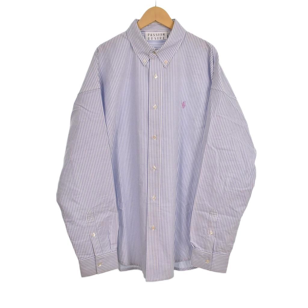 コンダクター el conductorH COTTON OXFORD SHIRT オックスフォードシャツ 長袖 ストライプ 2 青 ブルー PD25SS03
