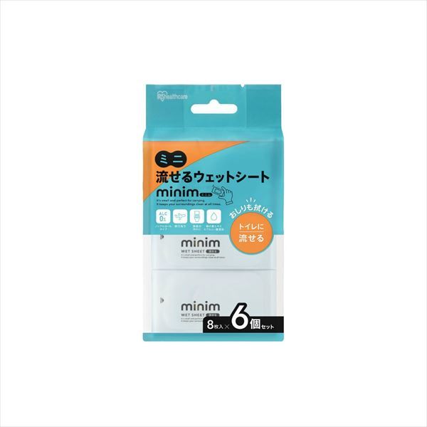 まとめ買い-32点セット ミニ流せるウェットシート ｍｉｎｉｍ ８枚入×６個 ＰＯＦ－６ＰＮ アイリスフーズ