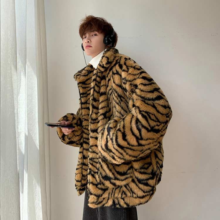 ゼブラ柄 シマウマ柄 ボアジャケット ボア ブルゾン メンズ ジップ