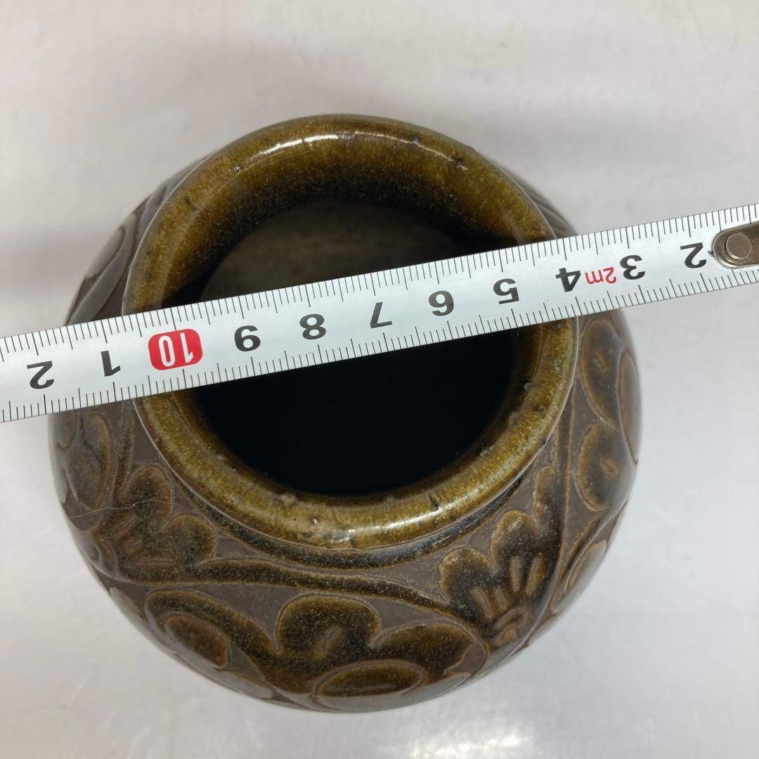 中国古玩 そば釉 かき落とし つぼ 東さ5-0517①