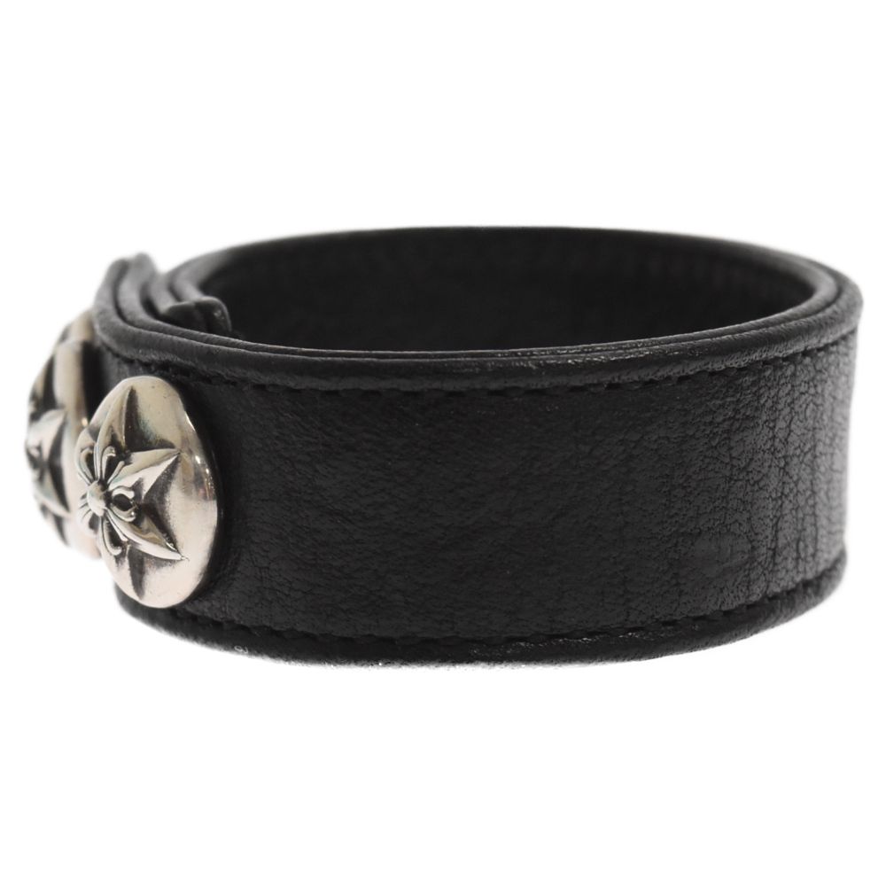 クロムハーツ 3BTN 2SNPレザー バングル スター 鑑定済】原本付 クロム