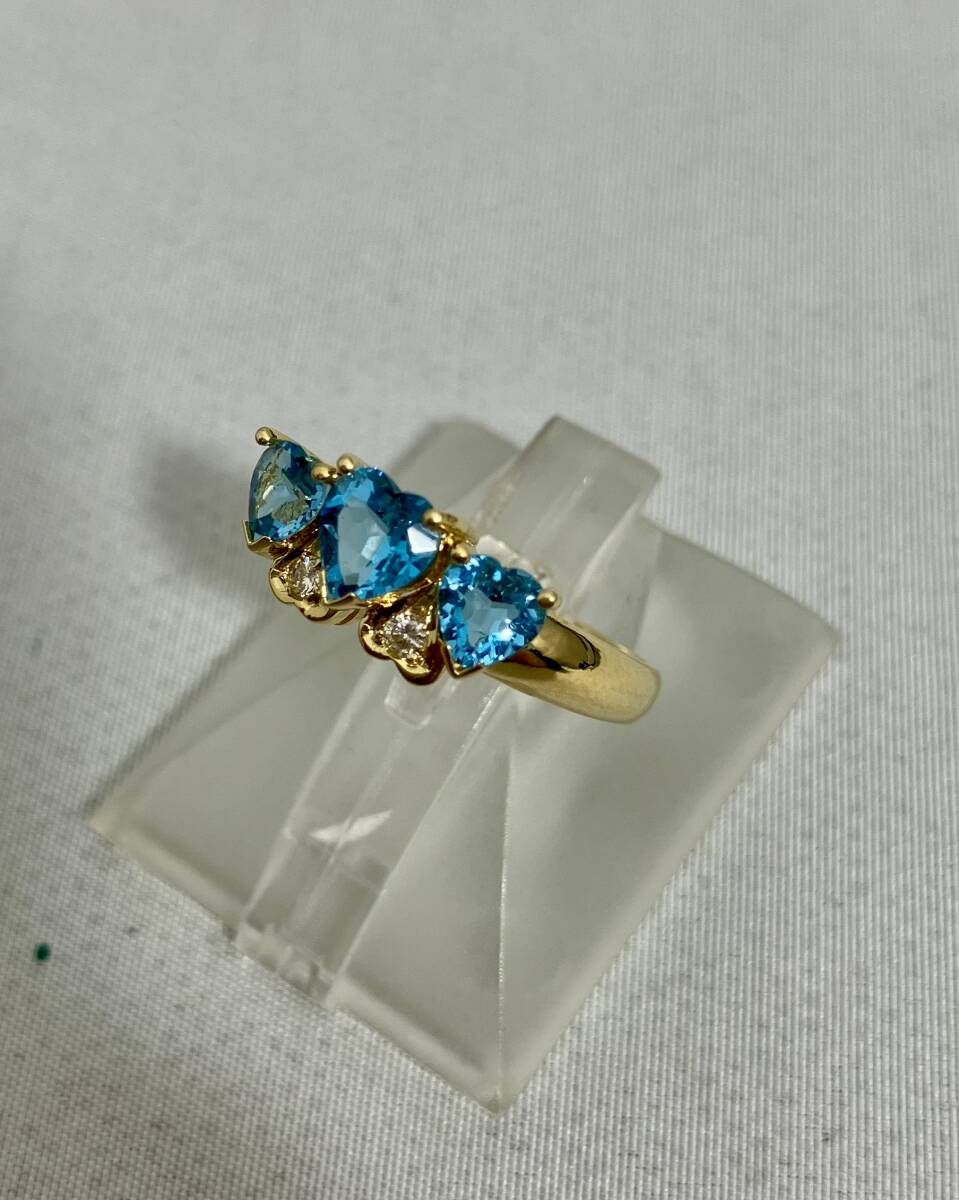 TAKANO 天然ブルートパーズ K18 指輪 TAKANO 天然ブルートパーズ K18 指輪 ブルートパーズ ダイヤ k18