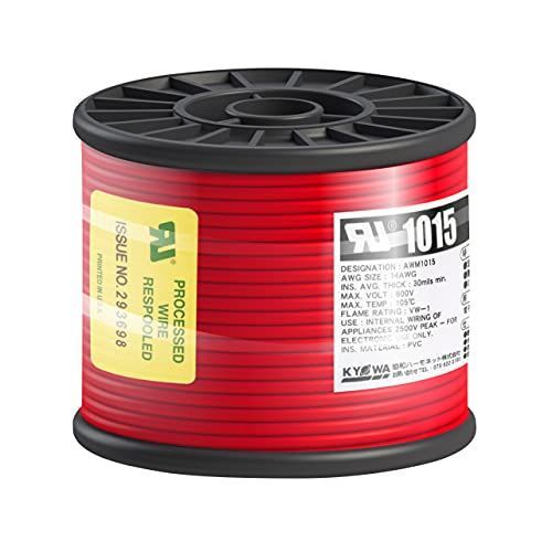 協和ハーモネット UL1015 AWG14 耐熱ビニル絶縁電線 リール巻 30m 赤