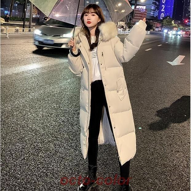 ダウン ジャケット アウター コート ロングコート ダウンコート ロング丈 ミディアム丈 長袖 ストレート Iライン もこもこ ふわふわ フード付き ファスナー