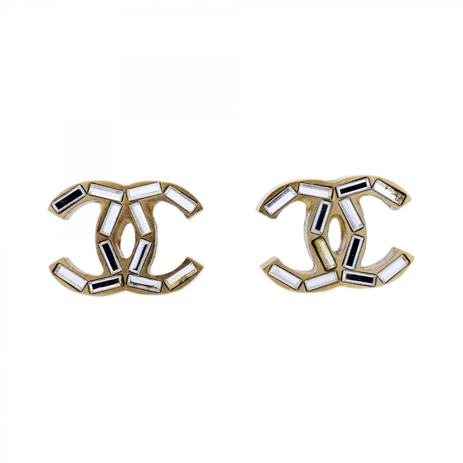 シャネル Chanel シャネル ピアス ココマーク GPメッキ ラインストーン シャンパンゴールドレディース