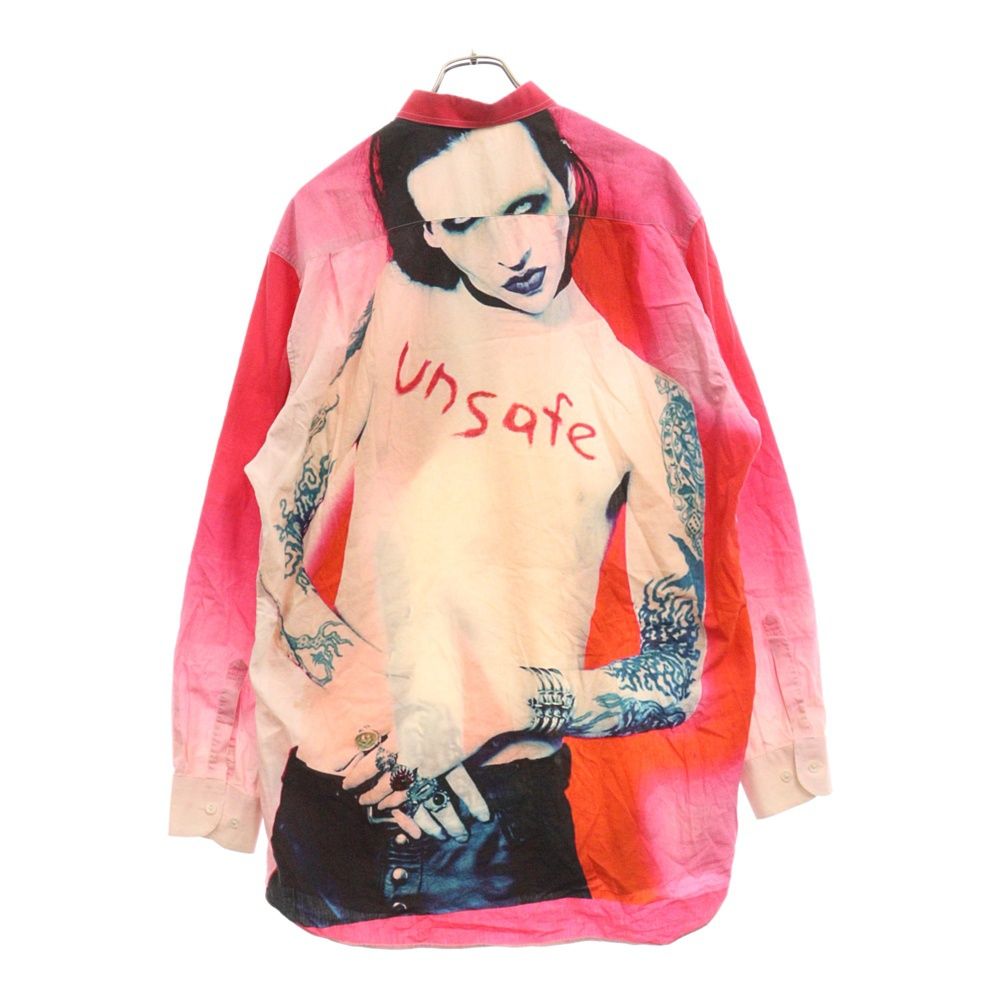 VETEMENTS (ヴェトモン) 18AW Marilyn Manson Shirt マリリンマンソンプリントオーバーサイズ長袖シャツ ピンク  UAH19SH301 - メルカリ