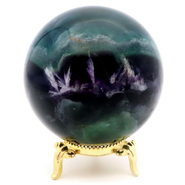 エンジェルフェザー フローライト 丸玉 スフィア 直径 約61mm 台座付き 蛍石 天然石 1点物 Fluorite 送料無料 クリスマス 贈り物 ギフト プレゼント