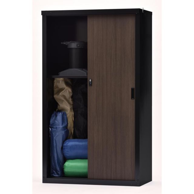 グリーンライフ GREEN LIFE 小型木目収納庫 幅89×奥行き47×高さ153cm HSM-153 BK