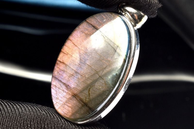 １点物 シルバー925 パープルシラー ラブラドライト 28x17mm オーバル ペンダントトップ パワーストーン 天然石 _PC6489 NEXPOTALLINN_EU