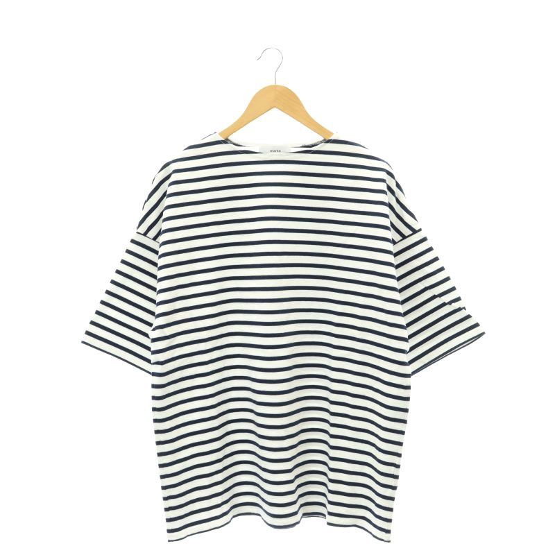 マーカ marka 23SS ONLY ARK 別注 BASQUE SHIRT S|S Tシャツ ボーダー プルオーバー 1 S 白 ホワイト 紺 ネイビー AD |SY OS PN