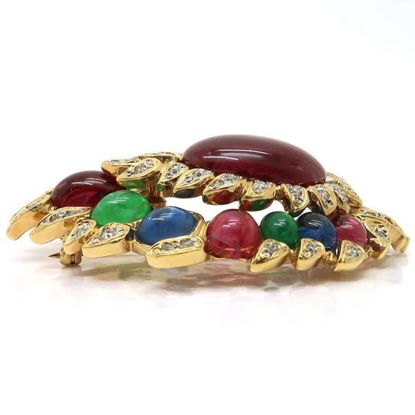 ヴォーグビジュ❤️VOGUEBIJOUX❤️マルチストーン カボションブローチ VOGUEBIJOUX ブローチ GP マルチ カラーストーン カボション