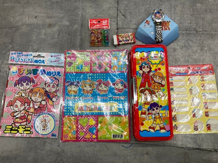 W2a ミニモニ。筆箱 下敷き minihams 鉛筆キャップ 腕時計 お名前シール まとめてセット