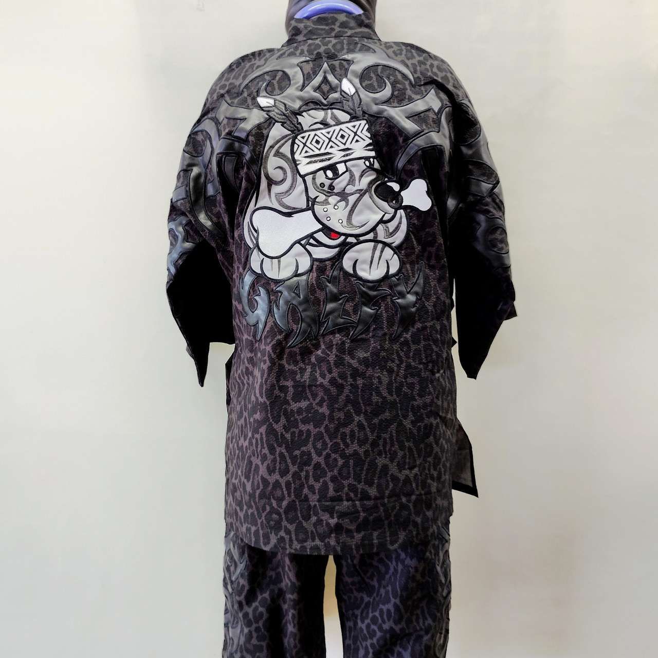 ガルフィー 部族長デザイン甚平 Lサイズ 中型犬サイズ 黒 Japanese summer clothes