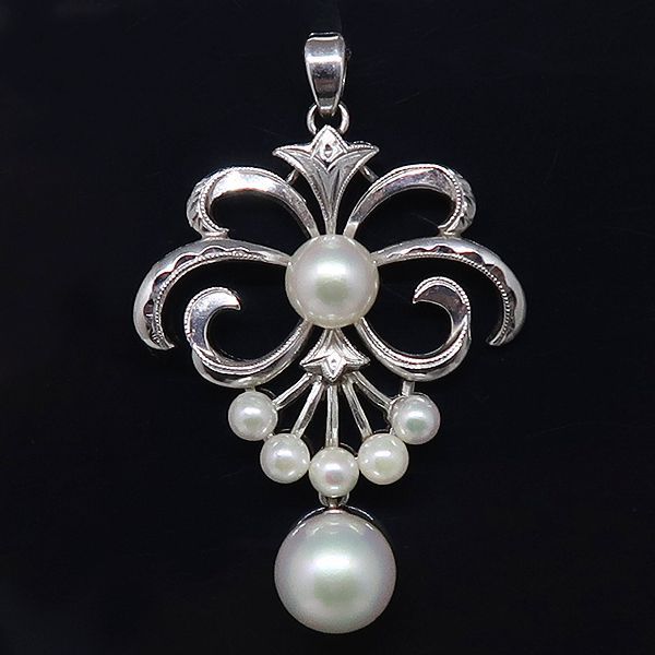 美品 MIKIMOTO ミキモト K14WG アコヤ 真珠 パール ペンダント トップ  