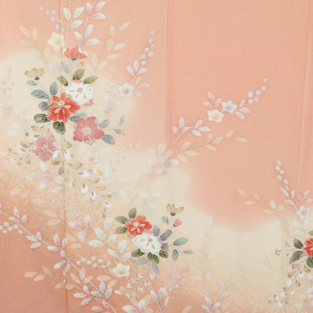 正絹付け下げ椿柄