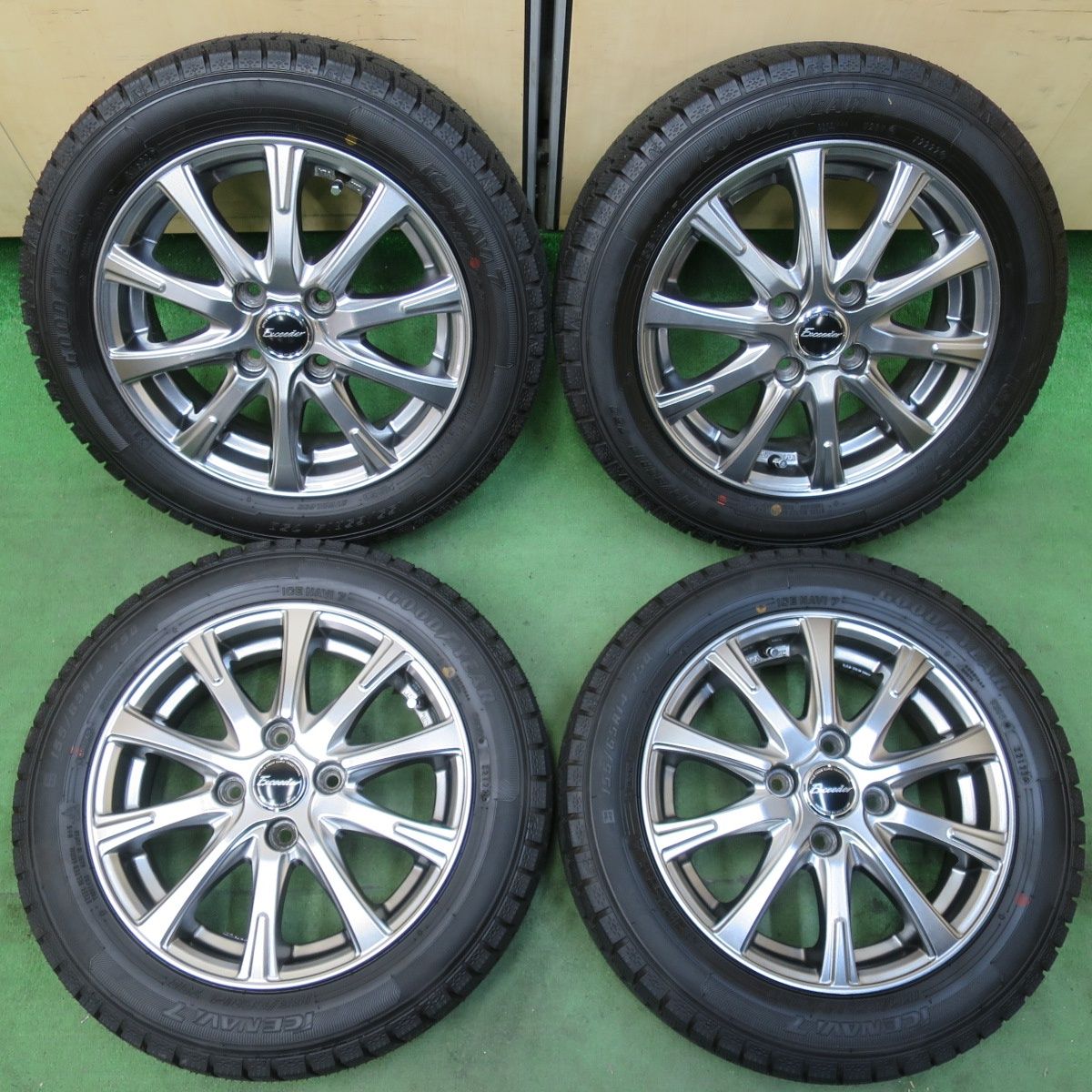 タイヤ 22年 キレイ スタッドレス 155|65R14 グッドイヤー アイスナビ7 Exceeder エクシーダー 14インチ PCD100|4H 5042906イス