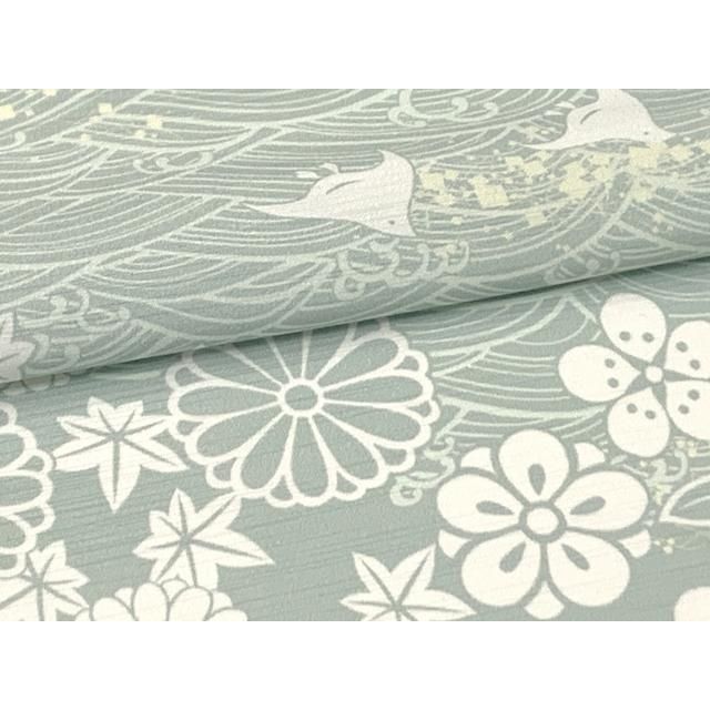 斉藤三才 小紋 小花 ブルー お洒落 着物 012a d 染色作家 斉藤三才