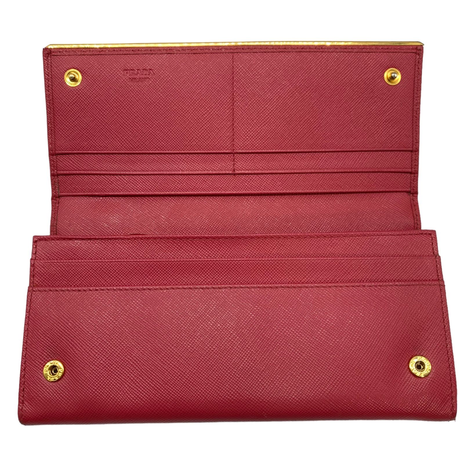 ♪1147 PRADA プラダ 長財布 サフィアーノピンク ゴールド金具