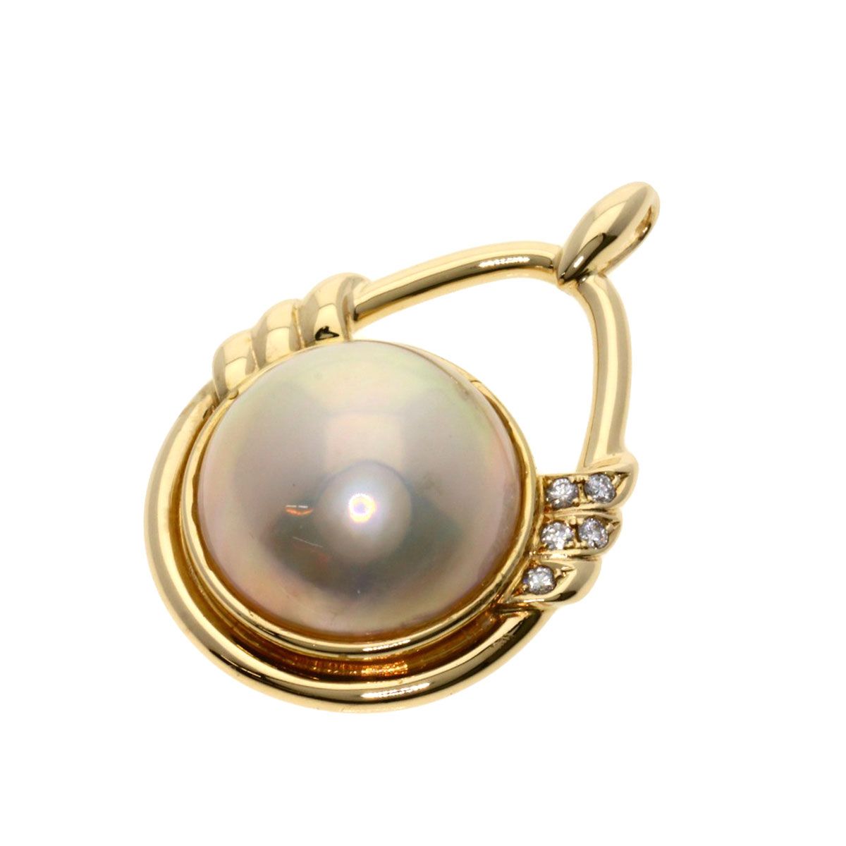 田崎真珠　タサキ　TASAKI マベパール　ダイヤモンドペンダントトップ　約6g タサキ 田崎真珠 マベパール ダイヤモンド K18WG TASAKI
