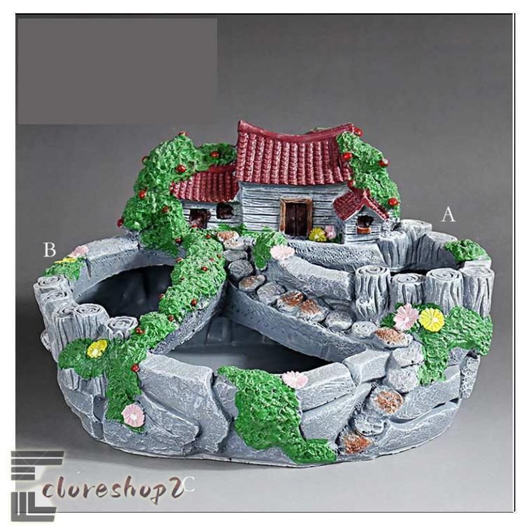 ✳️最終値下げ✳️多肉寄せ植え　ピアノ型プランター　水色　0226 多肉植物 寄せ植え 植木鉢 鉢 お城 民家 ハウス 別荘 大サイズ