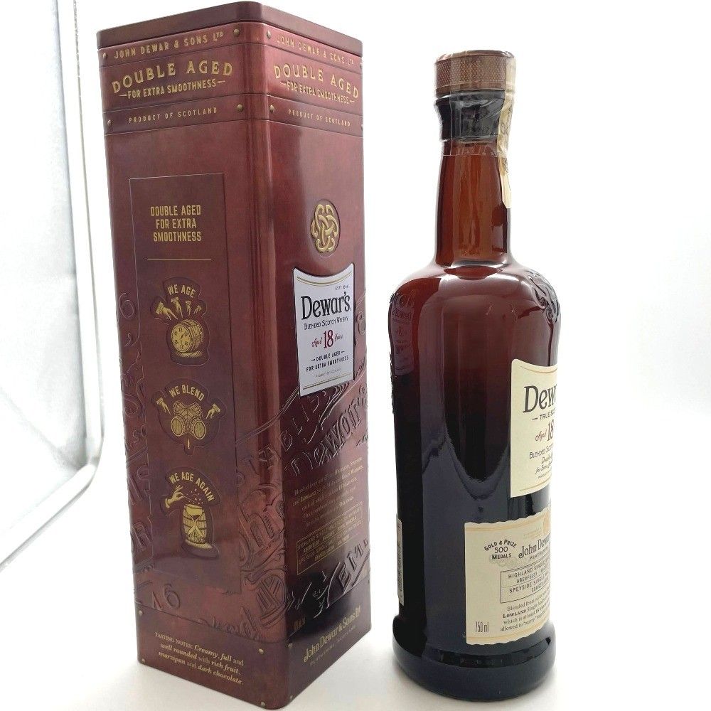 デュワーズ - デュワーズ ウイスキー 18年 赤文字ラベル 推定2000年代後半ごろ TRUE SCOTCH 表記 ブレンデッド スコッチ 750ml 40% 洋酒 古酒 未開栓 デュワーズ - デュワーズ ウイスキー 18年 赤文字ラベル 推定