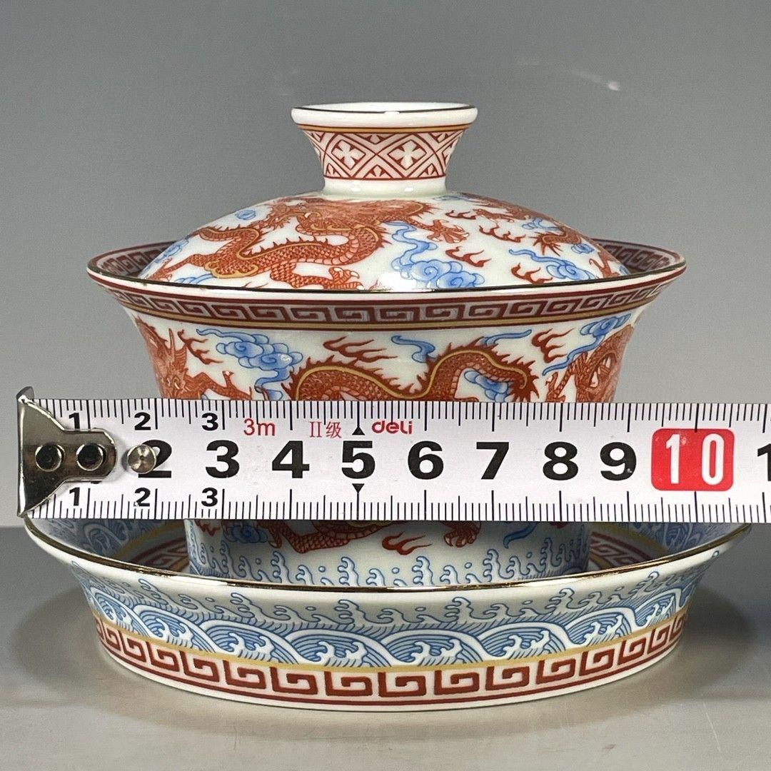 中国茶器 青花釉里紅蘭亭序三才蓋碗杯一セット 中国茶器