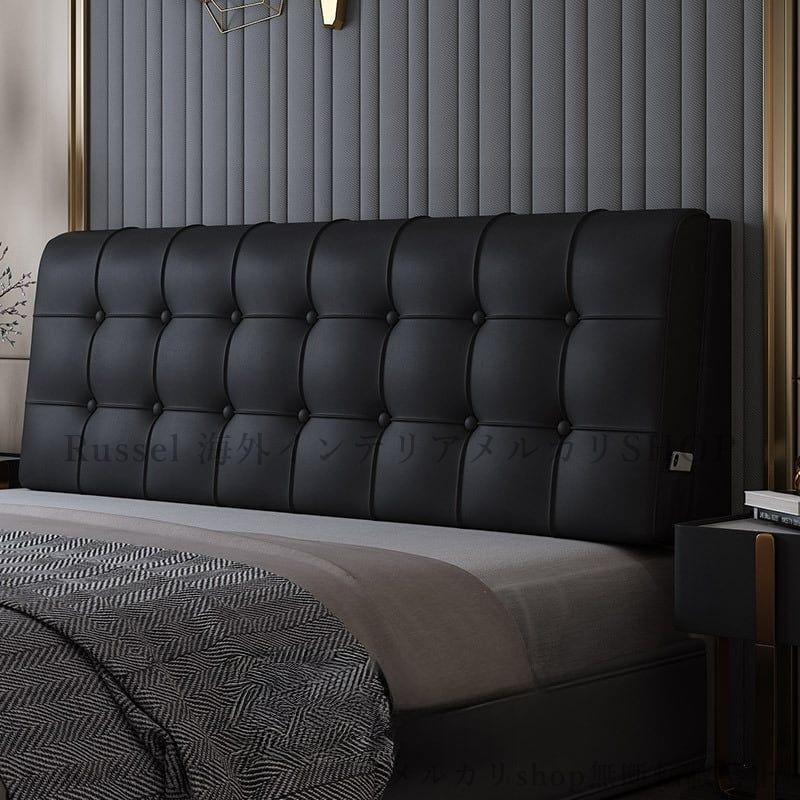 ヘッドボード キルティング クイーンサイズ ベット 後付け クッション 収納ポケット PUレザー カバー 壁クッション ラグジュアリー 7色