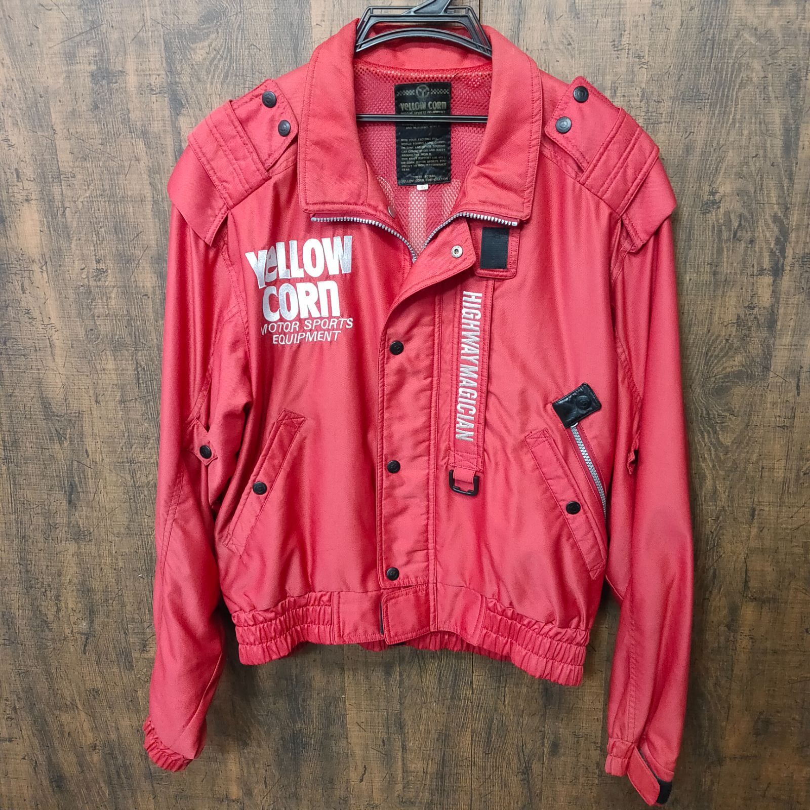 イエローコーン 牛革 レザーコンビ ライダースジャケット シングル L バイカー yellow corn(イエローコーン) ライダースジャケット