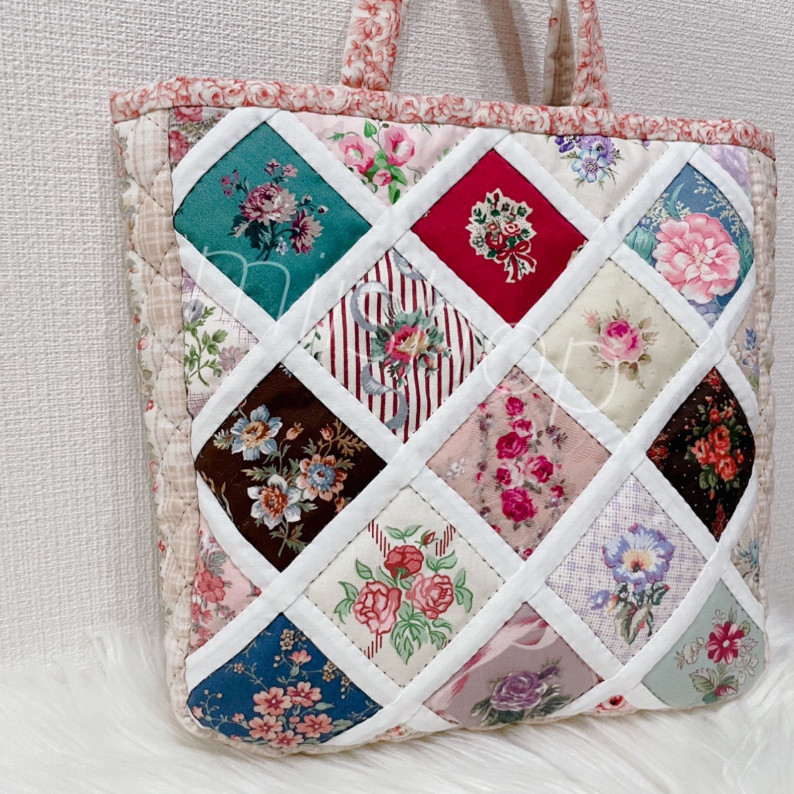 刺繍バッグ 花柄バッグ パッチワーク タペストリー ハンドメイド
