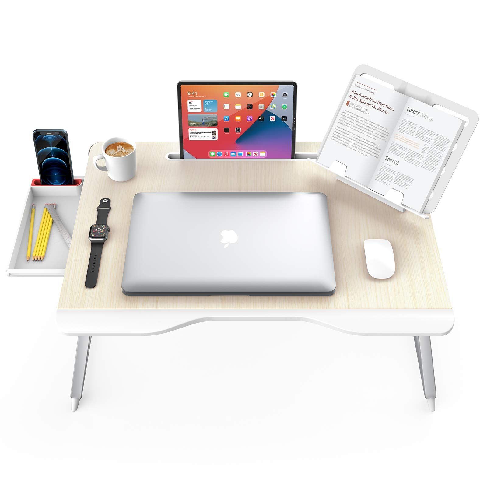 ラップデスク 折りたたみテーブル ベッドテーブル ノートパソコンデスク ミニテーブル ちゃぶ台 机 ローテーブル 腕 保護 多機能 軽量 勉強 食事 在宅勤務 一人暮らし G6 3.1kg 40kg荷重 65*49*30cm